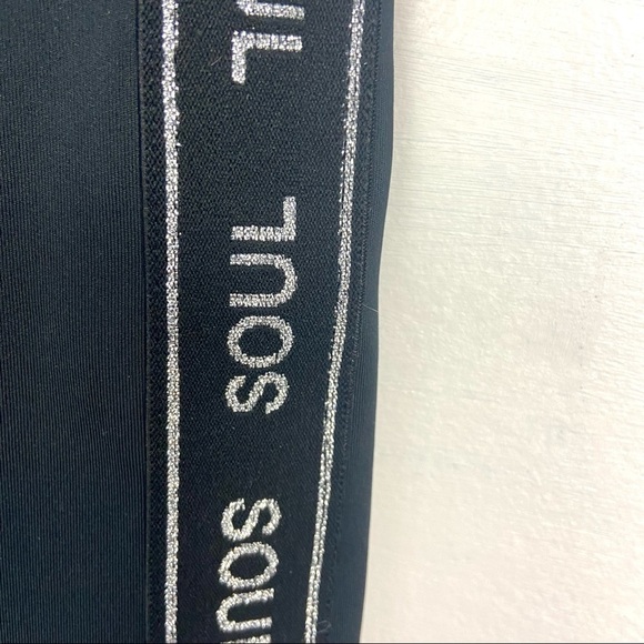 SoulCycle Lurex Core Shine Side Logo Stripe 7/8 High Waist Black Leggings - Picture 6 of 10